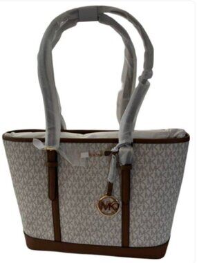 M Kors LARGE Jet Set Travel Tote Leather Trim NWOT
